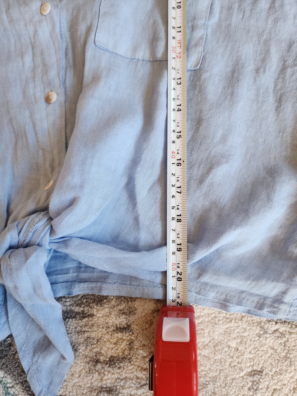 Milio Milano 100% Linen Front Tie Button Shirt Cottagecore, Blue S/M Vacation - Picture 10 of 14